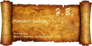 Handel Balda névjegykártya